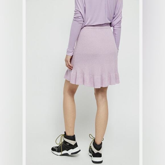 Free People Orchid Lilac Ruffle Knit Skirt - Picture 2 of 6